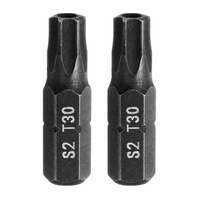 2 Stück T30 Torx Bits 1/4'' Schaft 25mm S2 für Akku-Schraubdreher, Schwarz