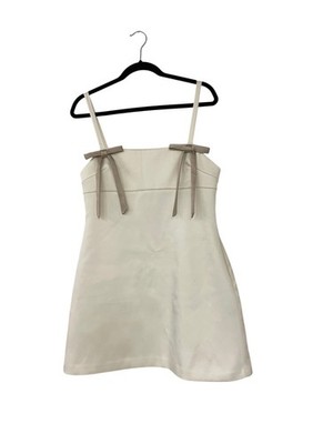 Zara Womens Mini Dress Large White With Bow Accents Elegant 4772/337 NWT