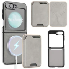 For Galaxy Z Flip 7 6 5 Mag-Safe Case Magnetic Leather Wallet Cover w/ Card Slot