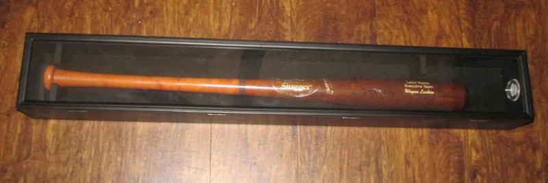 Black Framed Wall Mounted Baseball Bat Display Case UV Protection (Bat not Incl)