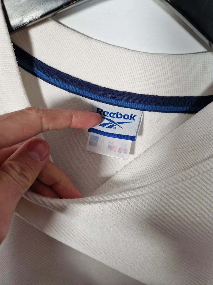 90's Reebok Sweatshirt Size Medium Men's Oversized White Embroidered Crew Neck - Image 4 of 4