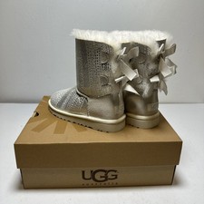 UGG Bailey Bow Boots in a Silver or Metallic Color Size US 2