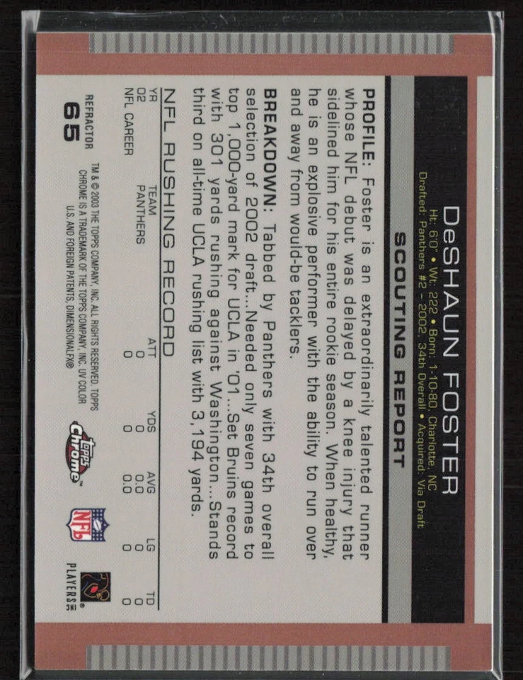DeShaun Foster 2003 Topps Draft Picks & Prospects #65 Chrome Gold Refractors - Image 2 of 2