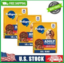 3 Bag Complete Nutrition Dry Dog Food, Grilled Steak Vegetable Flavor, 18 lb Bag