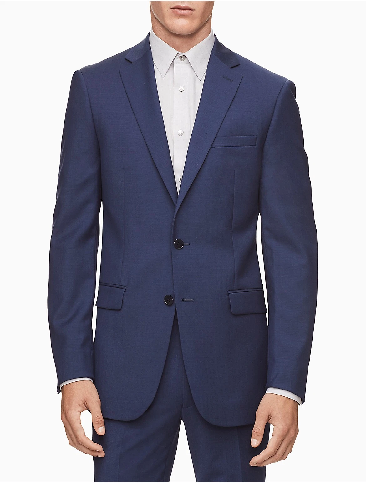 Calvin Klein Mens Skinny fit Suit Jacket Blazer 42 L Navy Blue Solid Stretch