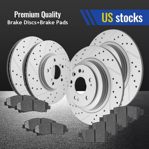 Front+Rear Drill/Slot Zinc Brake Rotors Ceramic Pads for Acura TSX 2004