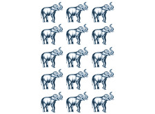 Elephants 15 pcs 1 Inch Blue Fused Glass Decals