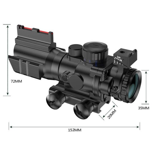 4X32 Red Green Blue 3-illuminated Prismatic BDC Scope Fiber Optic Sight UK - Picture 5 of 12