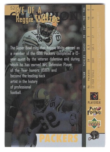 1997 Upper Deck UD3 Reggie White #52 Green Bay Packers - Picture 2 of 2