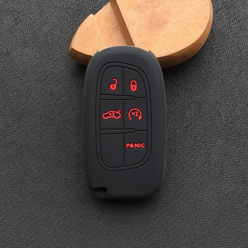 Fit Chrysler Dodge Jeep Remote Key Fob Silicone Skin Case Cover 5 Buttons Black - Picture 7 of 8