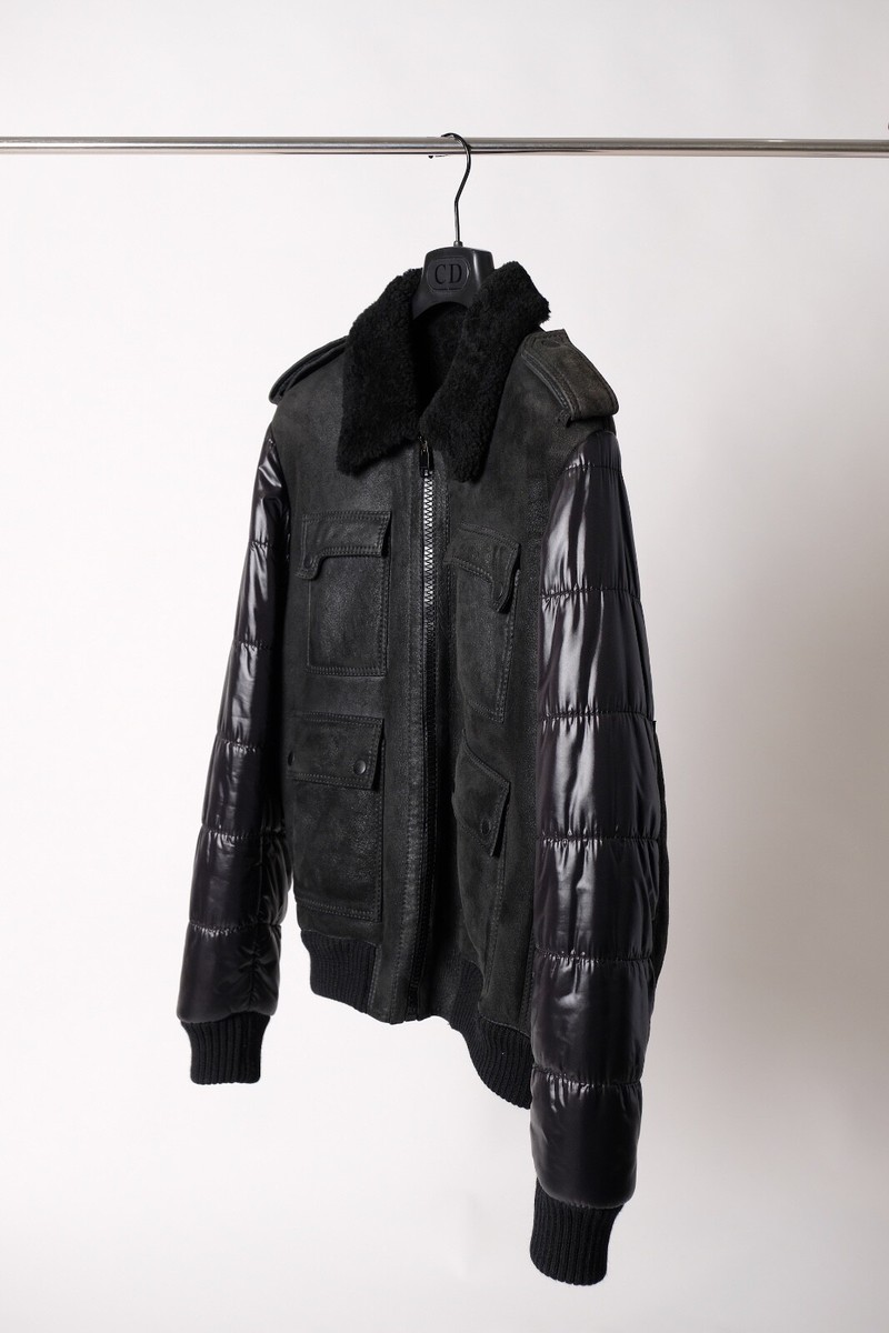 Dior★素敵！Dark Brown Lamb Leather/Shearling Jacket Christian Dior Dark Brown Lamb Leather/Shearling Detail