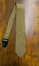 Brooks Brothers Gold and Navy Striped Tie 100 Silk Men's Necktie 58"