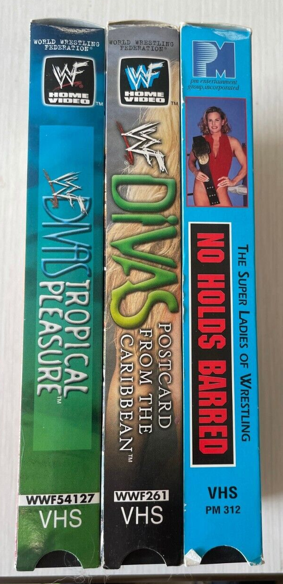 3 WWF VHS Lot Tropical Pleasure Divas Divas Postcard & LPWA No