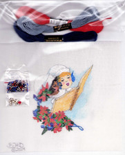 Needlepoint Canvas 1930's Christmas Choir Girls  Threads Charms Beads 18 mesh