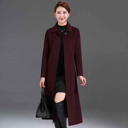 Women's Single breasted Lapel Collar Warm Cashmere Coat Winter Long Wool Jackets - Bild 5 von 30