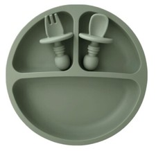 Silicone baby plate set Green/sage 