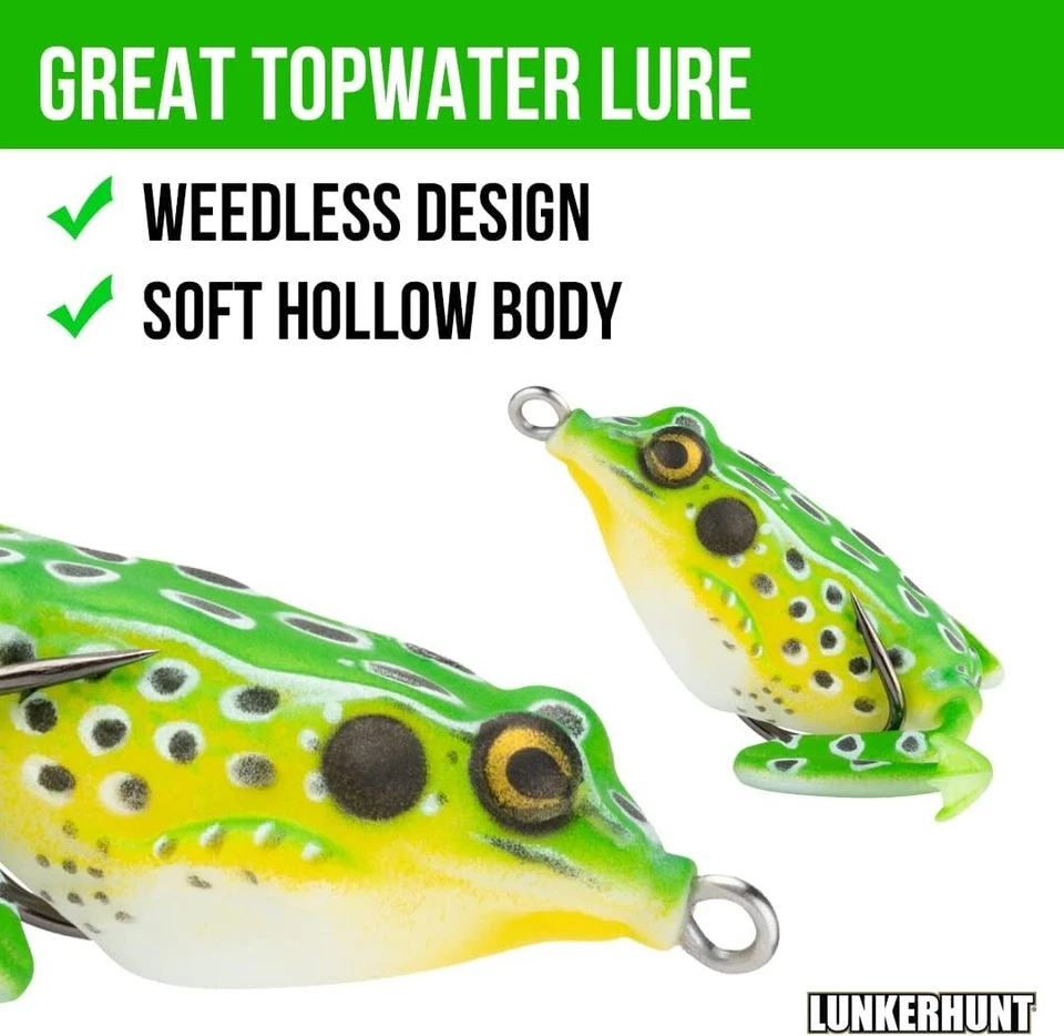 Lot 3 x Lunkerhunt Pocket Frog Lure 1.75" Leopard Color 1/4 oz Topwater Weedless - Image 4 of 4