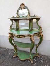 CONSOLE LACCATA VERDE BAROCCHETTO FREGI DORATI - CON SPECCHIERA - 1940 EMILIA