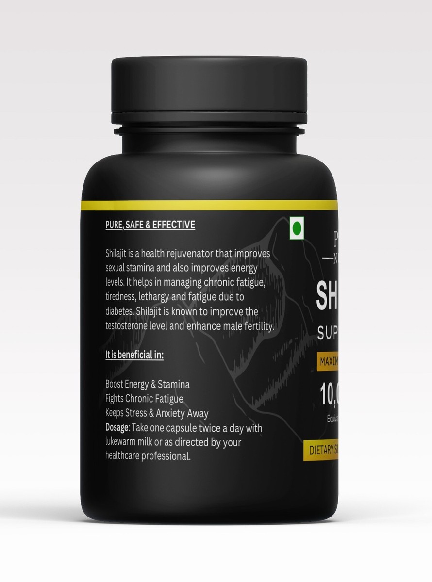 Shilajit Pur Certifié 90 Gélules - Vitalité, énergie, Soutien Immunitaire - Nutrition Ayurvédique