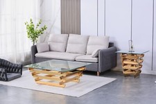 Designer Couchtisch vergoldet 80cm Breite