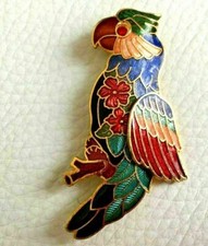Grande BROCHE VINTAGE émail PERROQUET multicolore PARROT BROOCH pin 6cm NEUF 