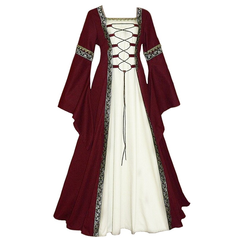 Mujeres Victoriano Renacimiento Medieval Midi Vestido Gótico Halloween Juegos con disfraces Disfraz