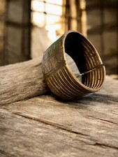 Aged African Brass Cuff Bracelet; Heavy African Metal Bracelet