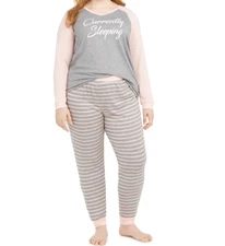 Jenni by Jennifer Moore Women's 2-Pc PJ Set Gray Simple Stripe XXL - NWT