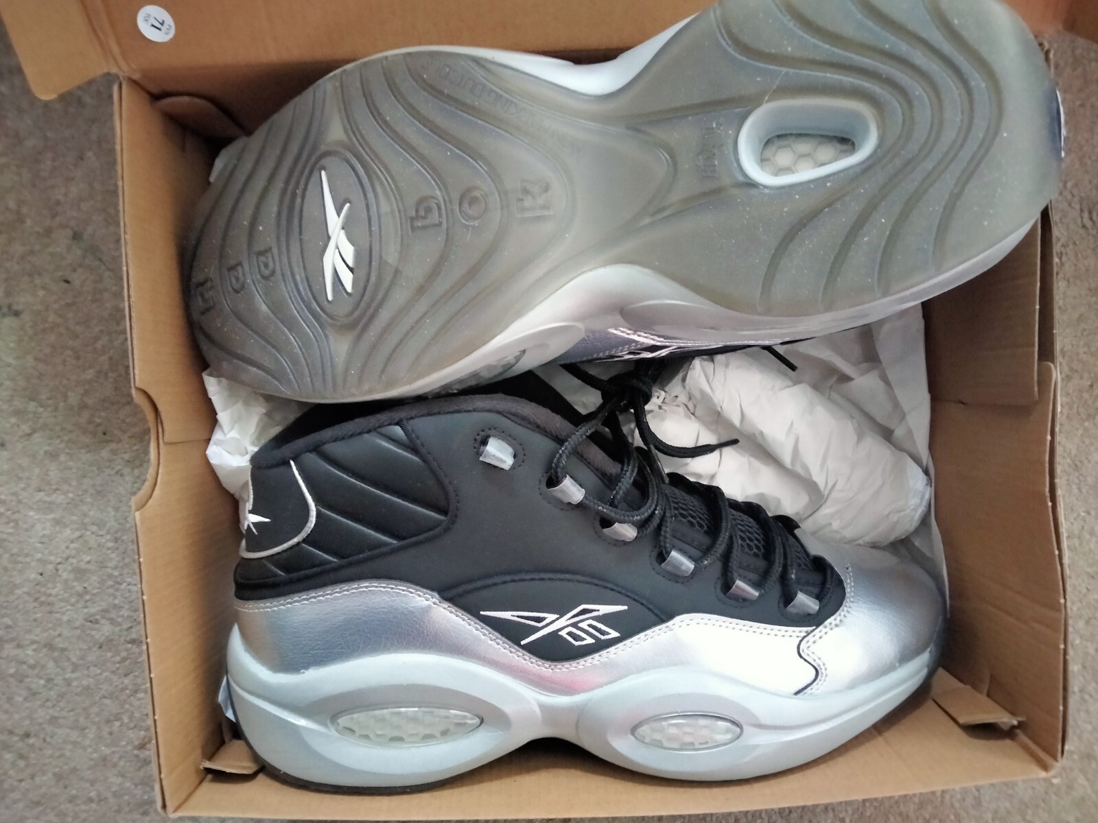 Reebok Question Mid Motorsport Allen Iverson Black And Silver image 2