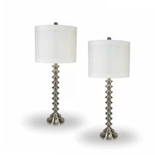 Aryan 33" Table lamp Brush styled body, silver socket & clear cord, Height 33''