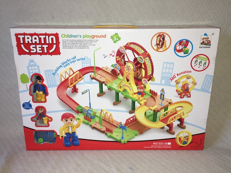 KEYDDIE CHILDREN'S PLAYGROUND BUILDING BLOCK RAILS TRATIN SET 360 ROTATION 3+