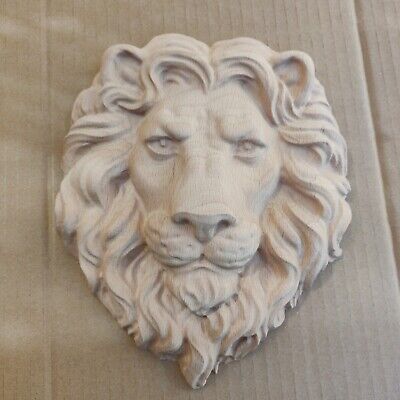 Buy Wood Carved Lion Head Vintage Furniture Applique Wall Sculpture Decor Ornament