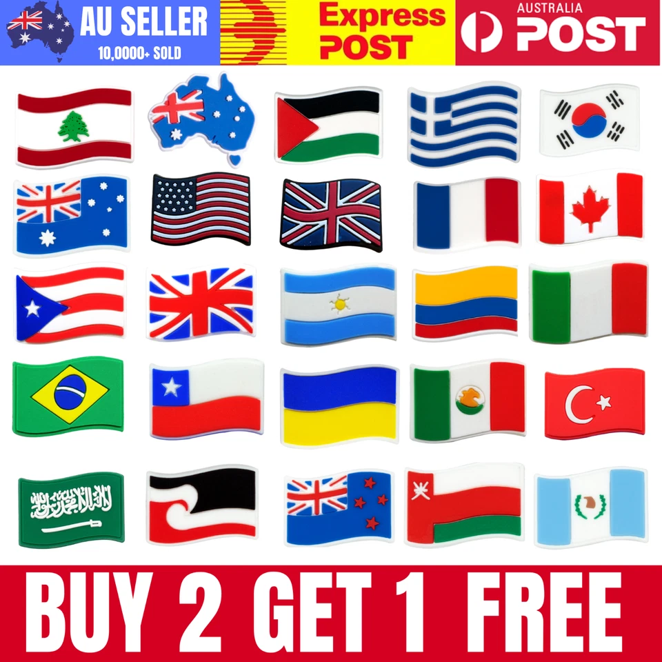 For Jibbitz-Crocs Collection Of World Country Flag Shoe Charms