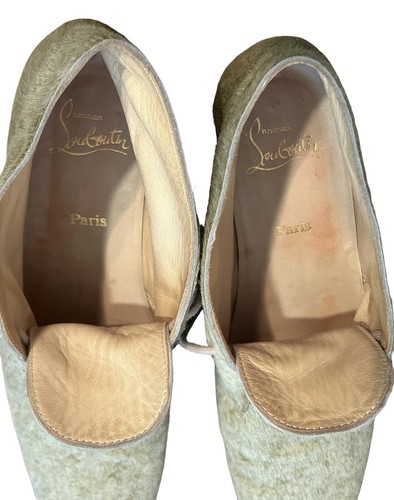 CHRISTIAN LOUBOUTIN Tan Beige Pony Hair Chukka Lace Boot Shoe 37 1/2 - Picture 13 of 13