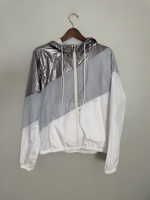 Betsey Johnson Performance Multicolor Hooded Windbreaker Jacket Size XL Full Zip