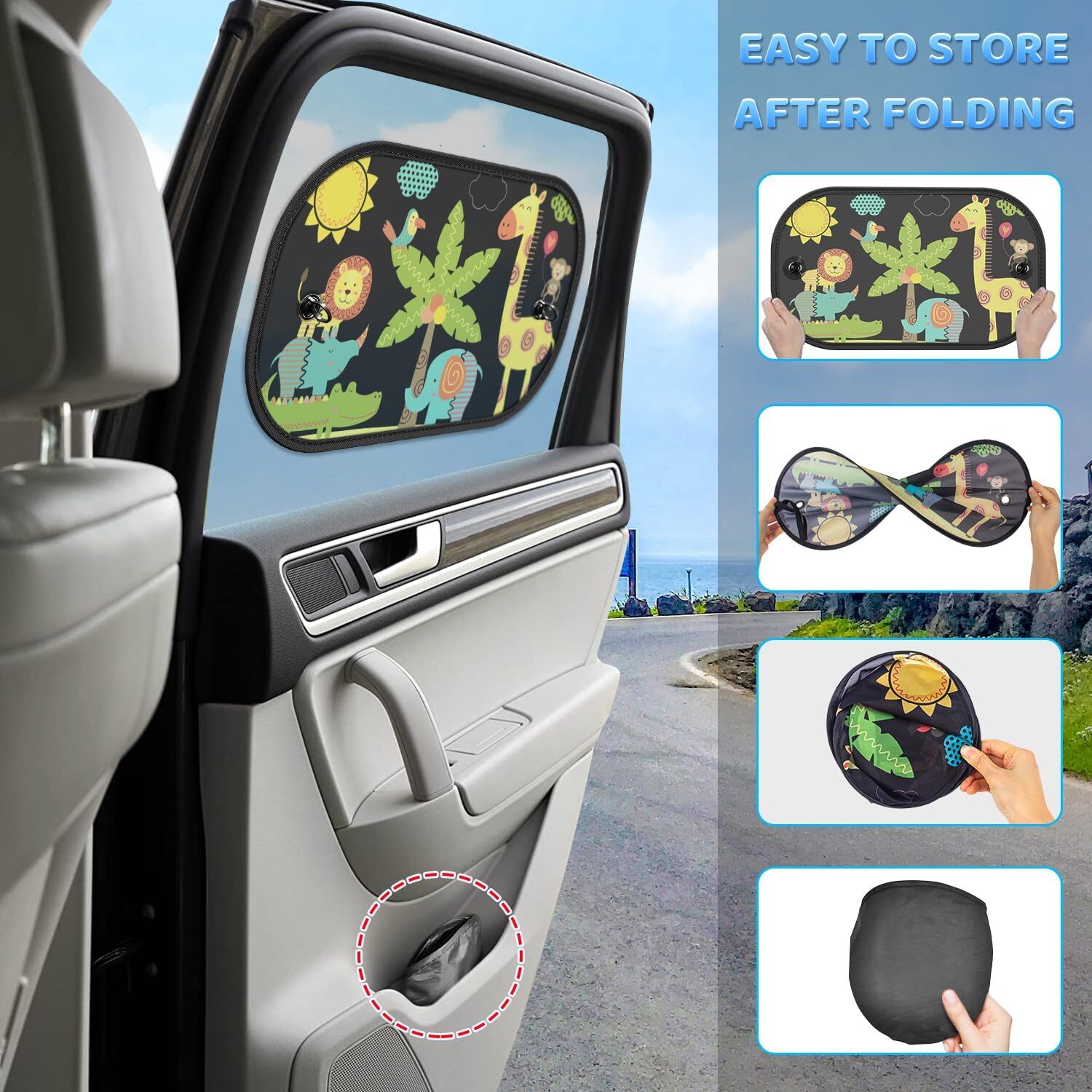 DIZA100 Car Sun Shade for Baby, 2 Pack Sun Shade for Car Window Baby UV