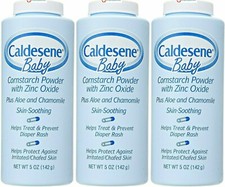 Caldesene Baby Cornstarch Powder with Zinc Oxide, Diaper rash, 5 Ounce 3 Pack 