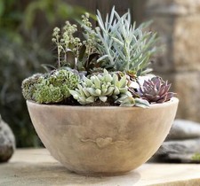 Blumen Pflanz Schale "Herz" aus Terracotta, Antik Finish, Ø 32 cm, Kräuter Gefäß