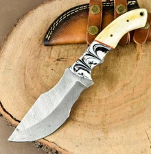HANDMADE CUSTOM DAMASCUS 10" TRACKER KNIFE SKINNING HUNTING CAMPING KNIFE BONE