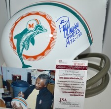 PAUL WARFIELD SIGNED 2 BAR 1972 FULL SIZE REP HELMET MIAMI DOLPHINS HOF 83 JSA