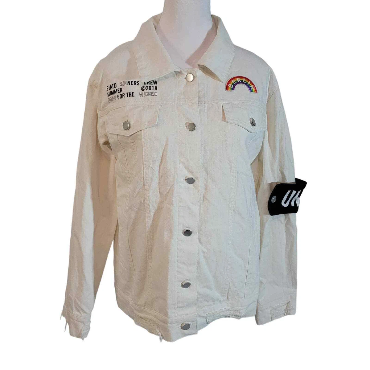Panic at the sales disco white jean jacket