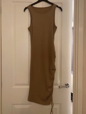 Shein nude draw string ribbed bodycon dress size M