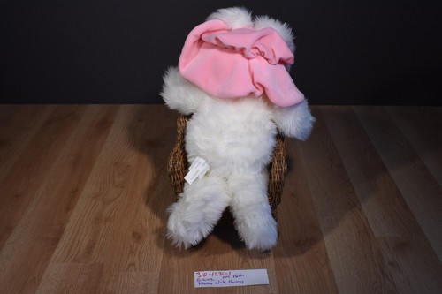 Ganz Flossy White Bunny Rabbit 1998 Beanbag Peluche con Sombrero Rosa (310-1530-1) - Imagen 3 de 5