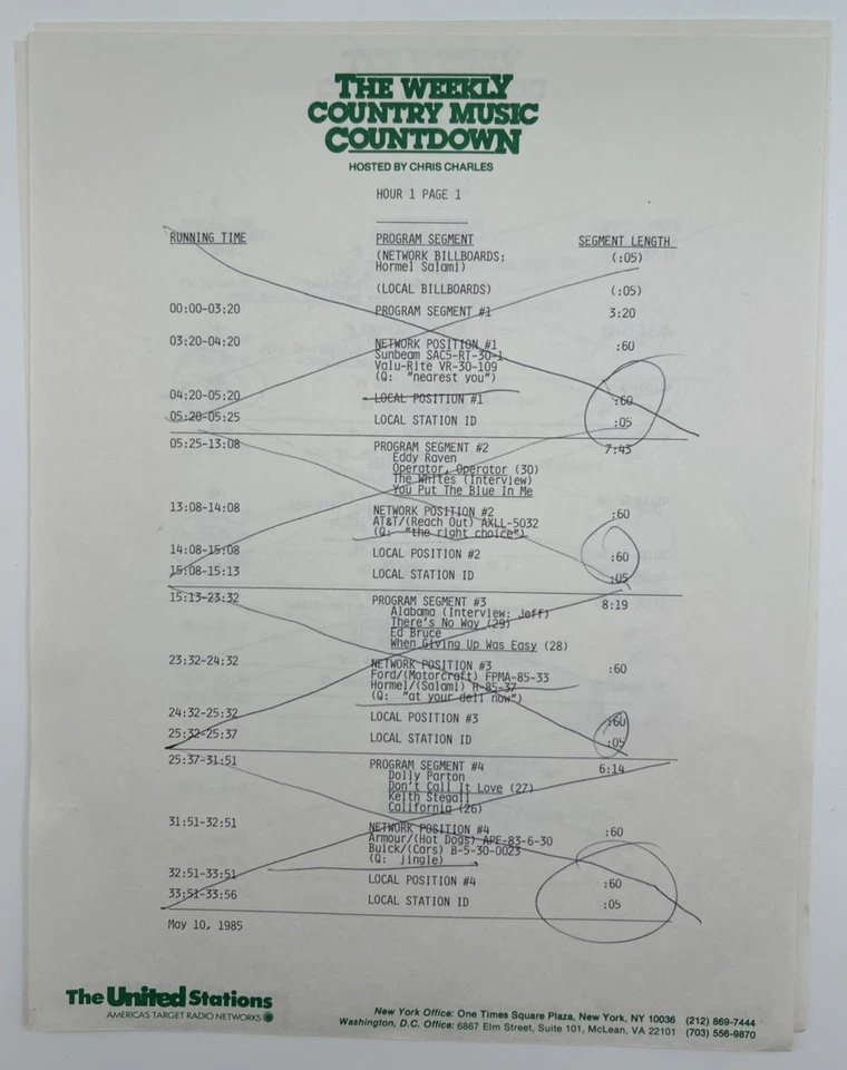 THE WEEKLY COUNTRY MUSIC COUNTDOWN 3xLP Radio Show, Vinyl & Cues 5/10/1985 - Image 3 of 4