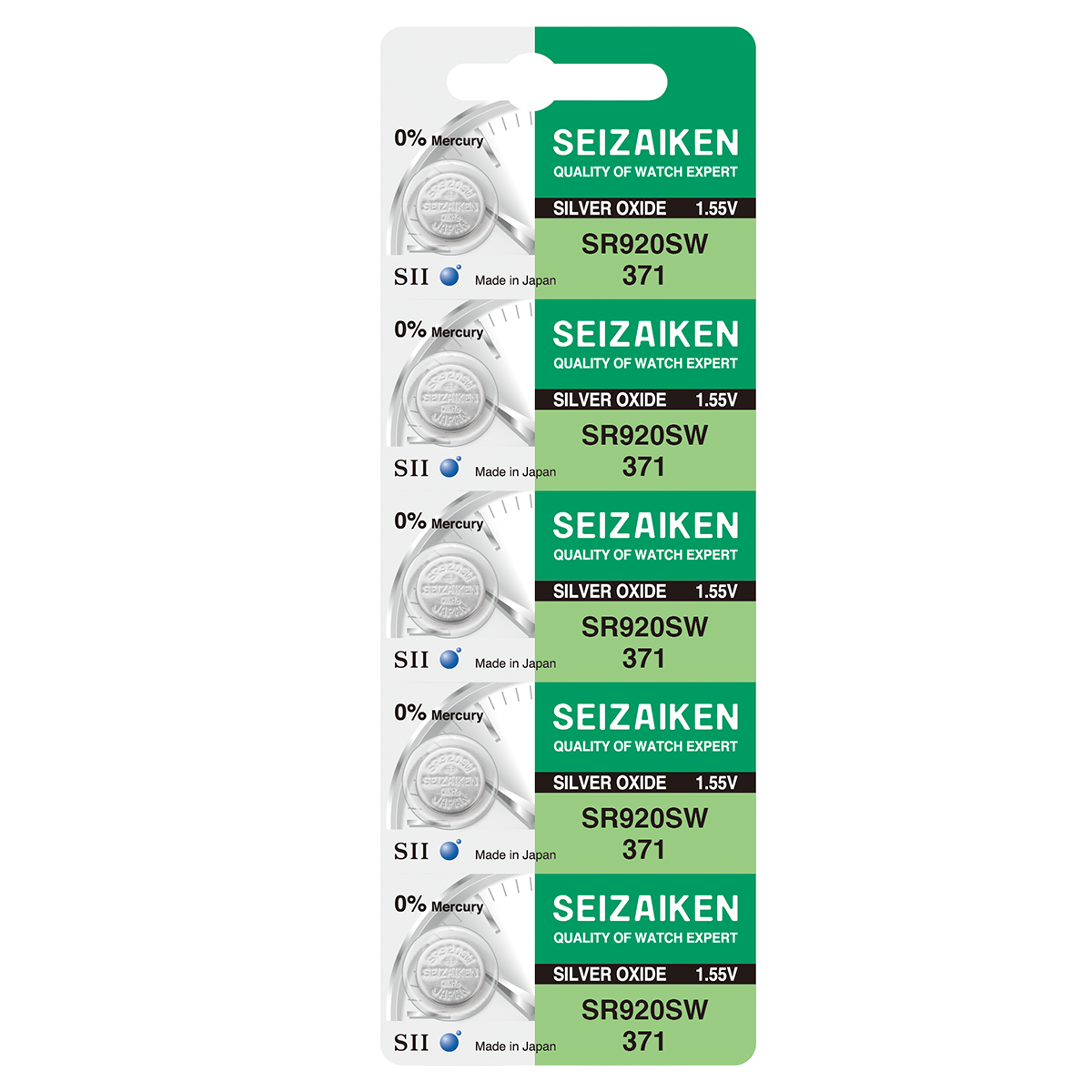 saeページ Seizaiken 371 SR920SW 1.55V 0%Hg Silver Oxide Watch Battery