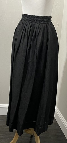 Vtg Linen Gene Ewing Bis Skirt Women Small Black Prairie Whimsigoth Wednesday - Picture 5 of 18