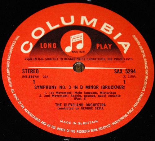 GEORGE SZELL BRUCKNER SYMPHONY NO. 3 UK ED1 SEMI S/C COLUMBIA SAX 5294 STEREO LP - Picture 6 of 8