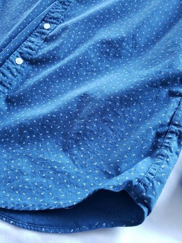 J. Crew Mens Navy Blue Ditzy Number Geek Long Sleeve Shirt Large - Picture 3 of 9