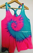 Tie Dye Life Girl's Swim Cover Up Pink Blue Medium/7-8 Cotton Pockets NEW