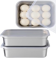 2 Pack Pizza Dough Proofing Box, Stackable Stainless Steel Bread Proofing Box